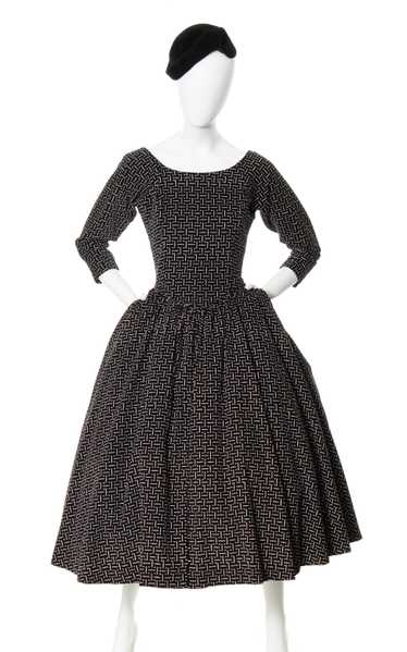 1980s does 1950s Printed Corduroy Dress | small - image 1