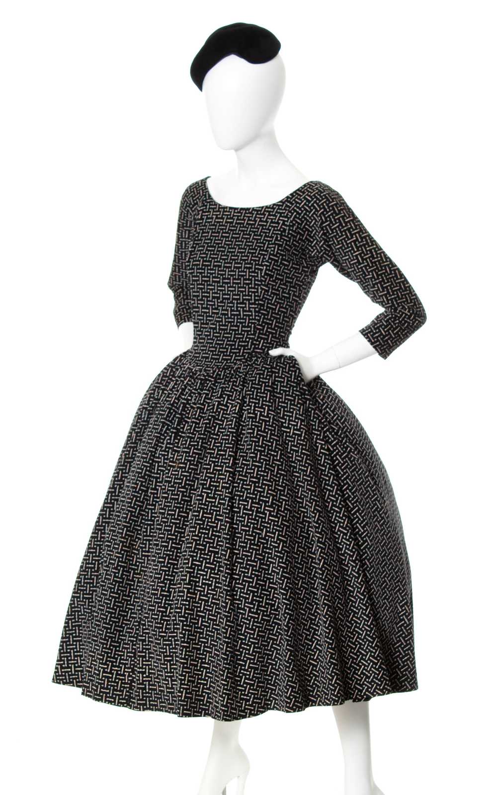 1980s does 1950s Printed Corduroy Dress | small - image 3