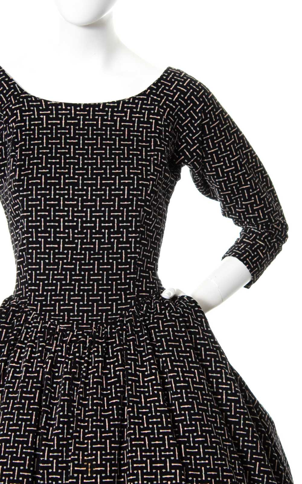 1980s does 1950s Printed Corduroy Dress | small - image 6
