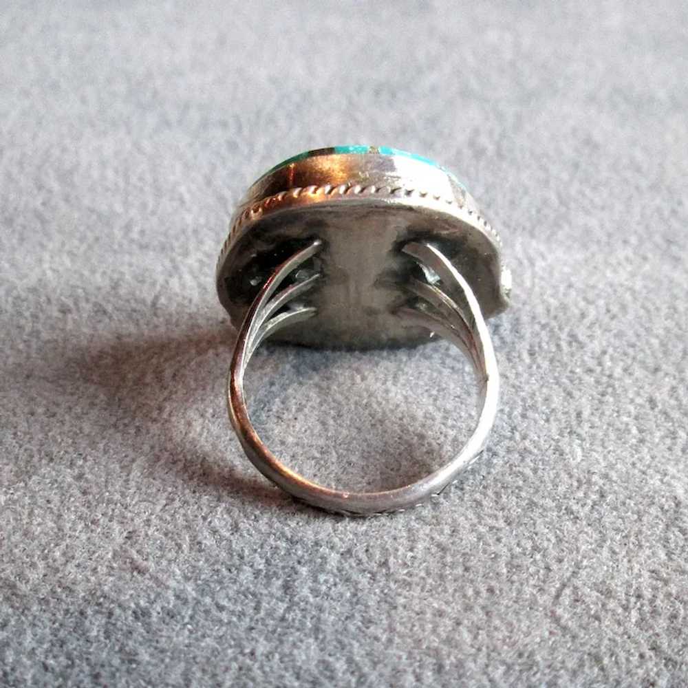 Older Southwestern Silver & Turquoise Ring - image 4