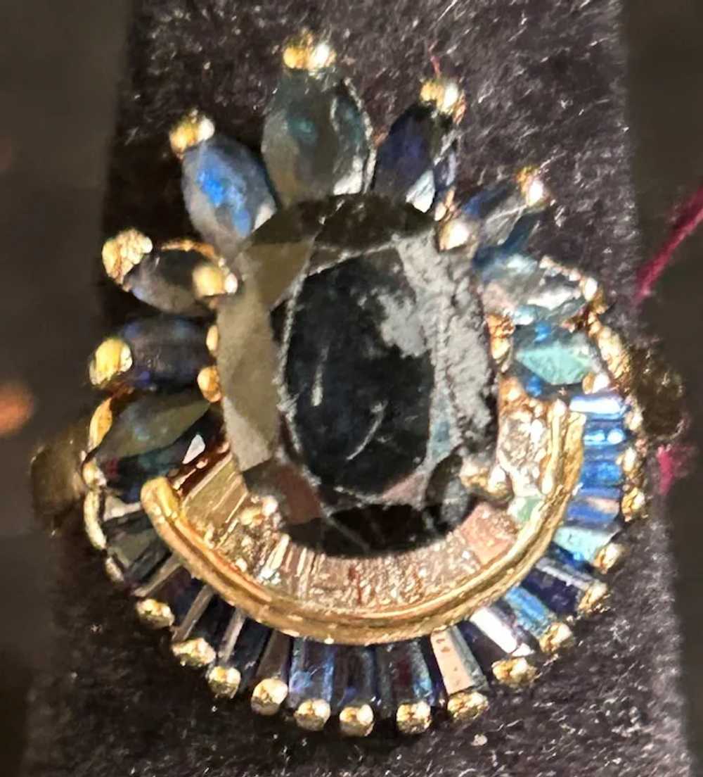 14 kt Gold Sapphires and Diamond Cocktail ring - image 2