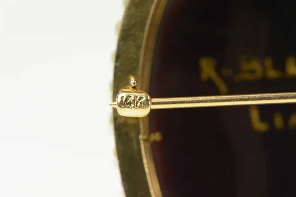 14K R Blancher Limoges Ornate Pearl Oval Pendant/… - image 3