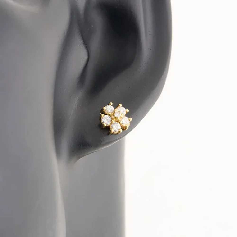 18ct Gold Diamond Cluster Earrings - image 2