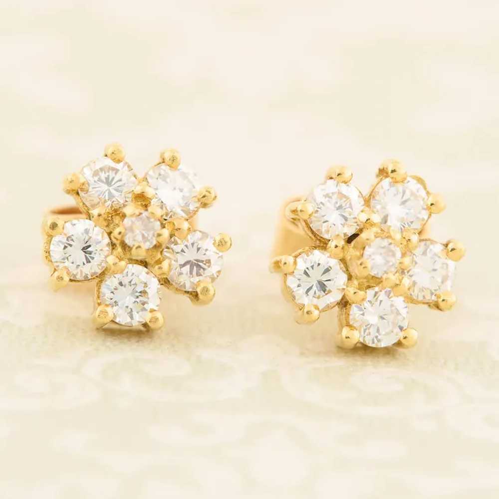 18ct Gold Diamond Cluster Earrings - image 3