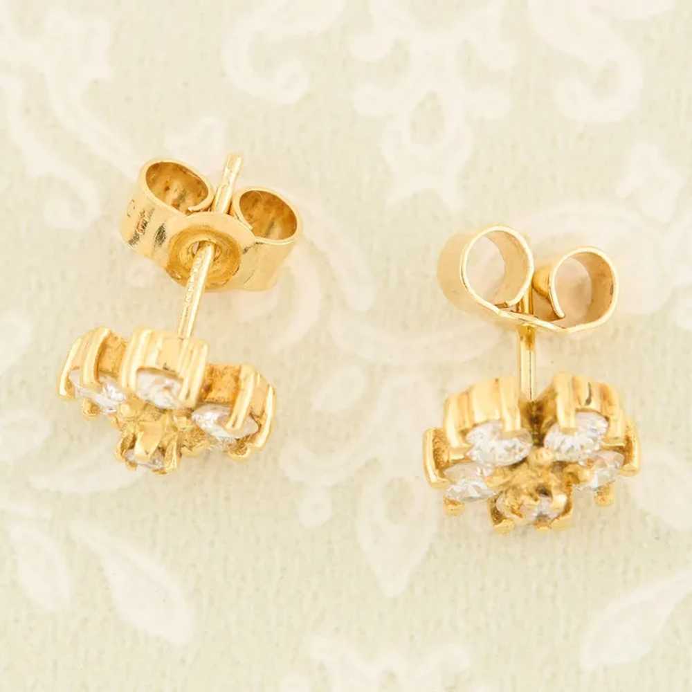 18ct Gold Diamond Cluster Earrings - image 8