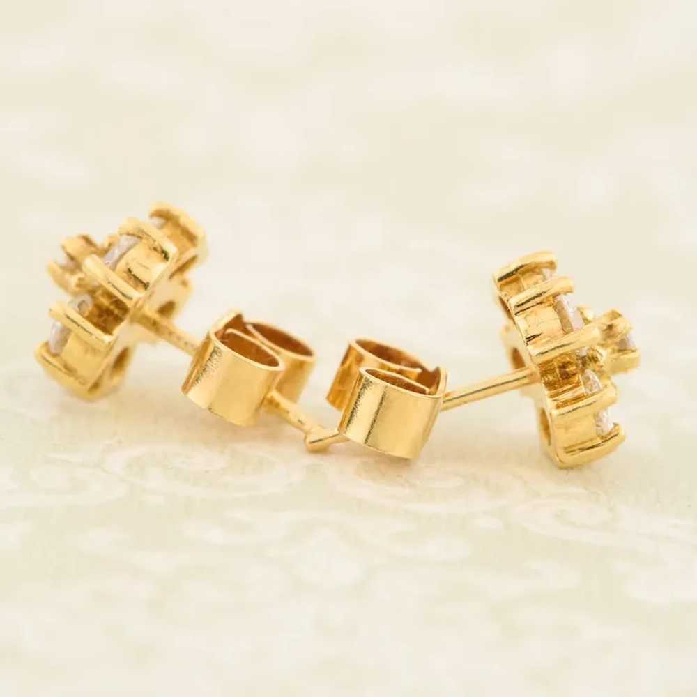 18ct Gold Diamond Cluster Earrings - image 9