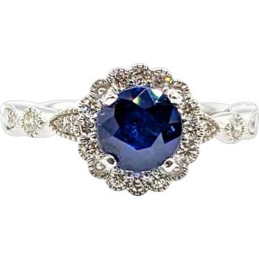 Breathtaking Platinum Vivid Sapphire & Diamond Ri… - image 1