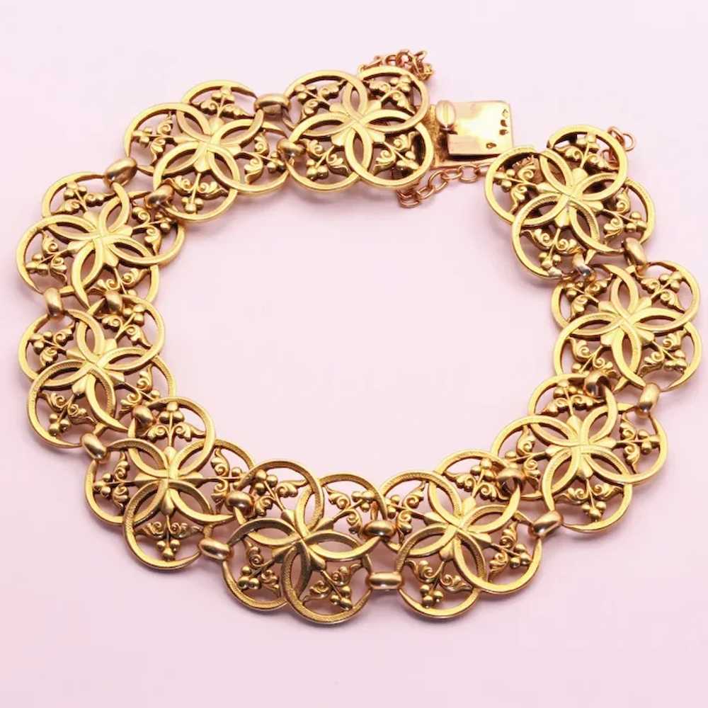 Jules Louis Wiese Antique Bracelet 18k Gold Gothi… - image 2