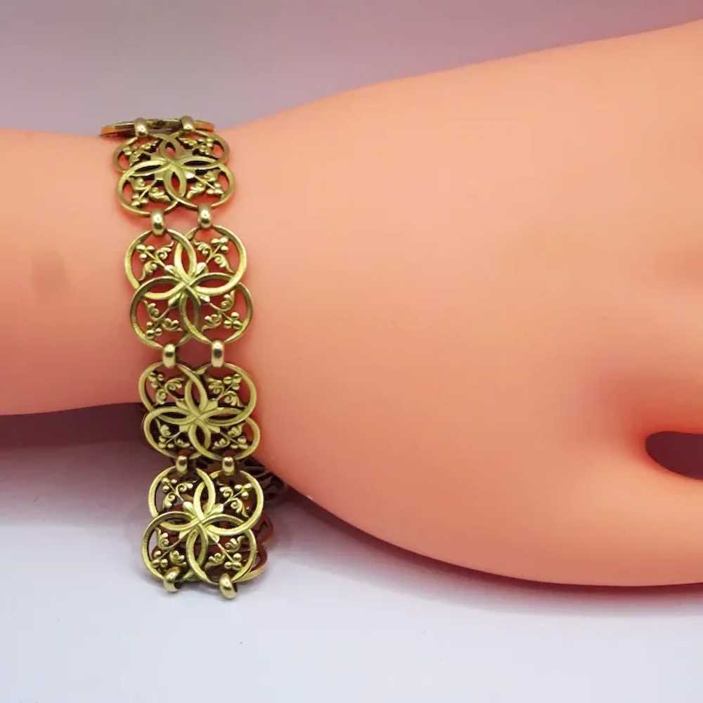 Jules Louis Wiese Antique Bracelet 18k Gold Gothi… - image 4