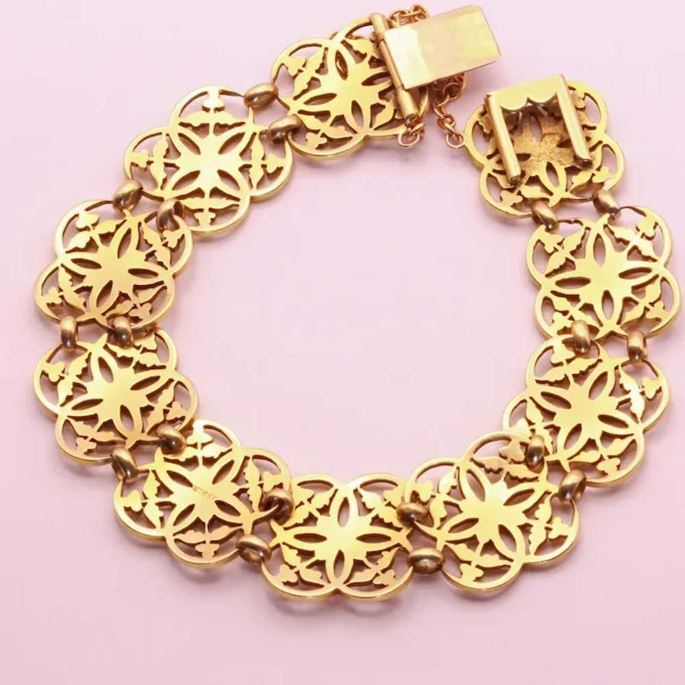 Jules Louis Wiese Antique Bracelet 18k Gold Gothi… - image 6