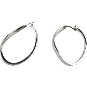 Sterling Silver Twisted Hoop Pierced Earrings