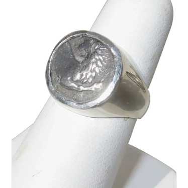 Ancient Coin Ring Sterling Silver Mounts