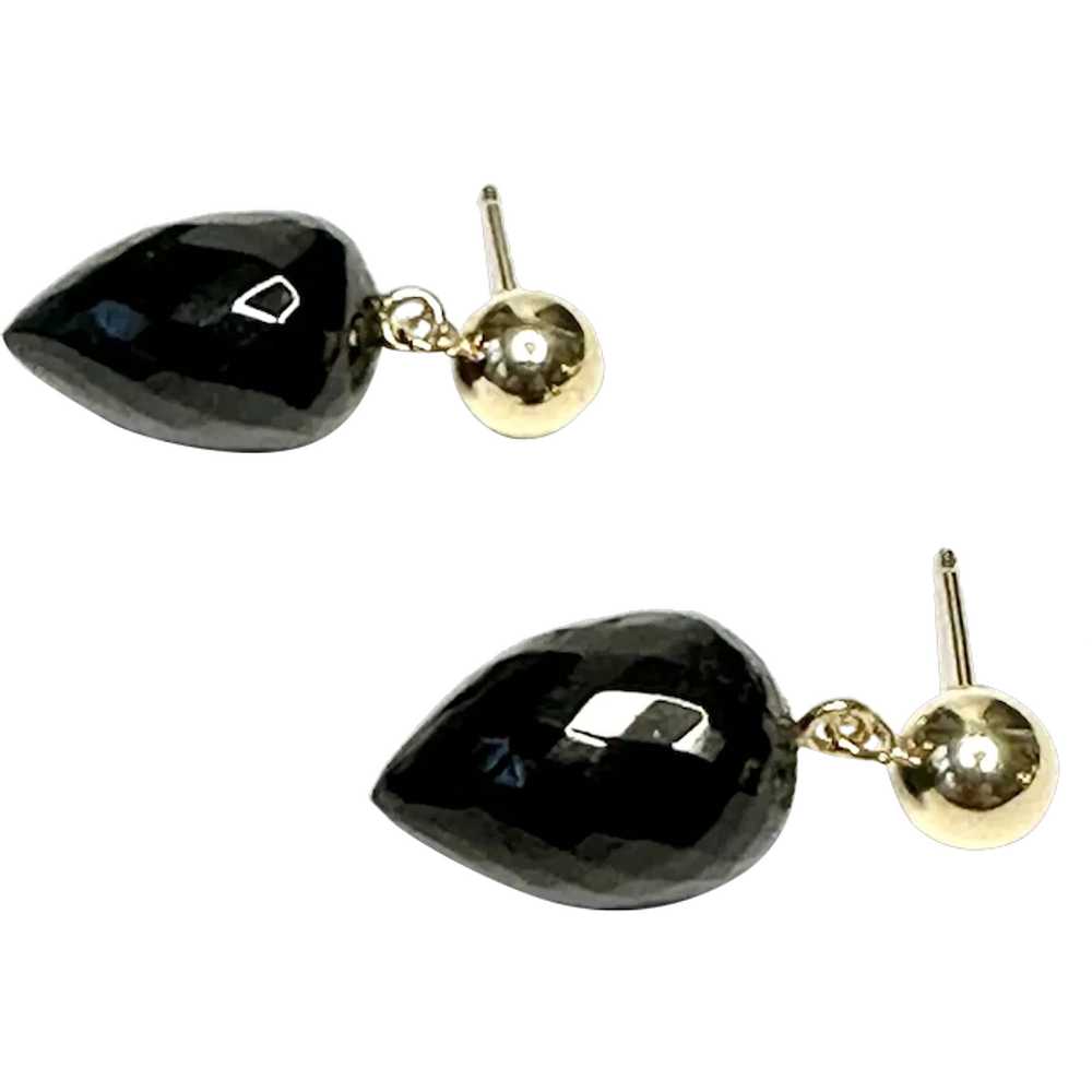 14k Gold and Black Spinel Earrings - image 1