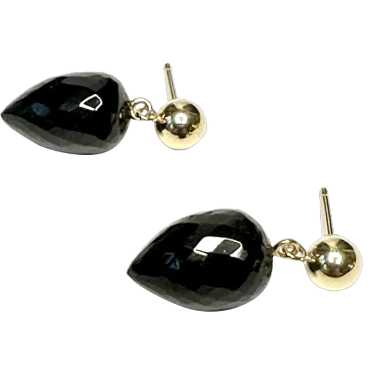 14k Gold and Black Spinel Earrings - image 1