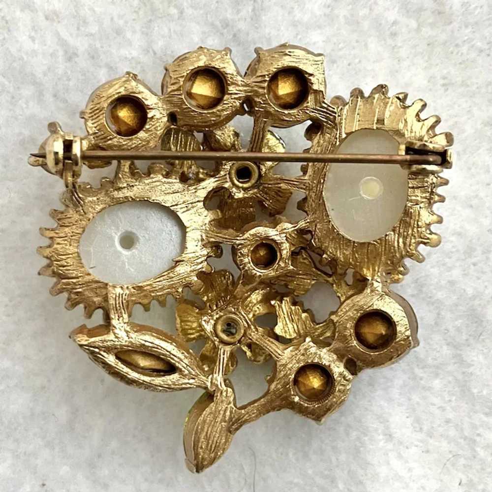 Vintage Flower Brooch with Large Faux Pearls - image 10