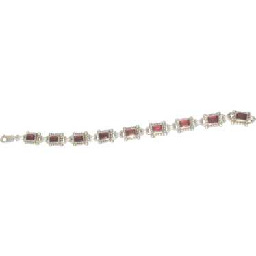 Faceted Garnet and Sterling Bracelet - image 1