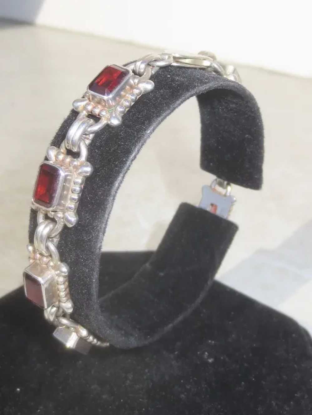 Faceted Garnet and Sterling Bracelet - image 3