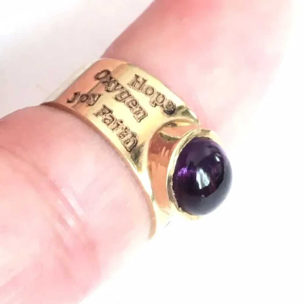 14k Yellow Gold Oval Cabochon Amethyst Ring - image 3