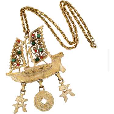 JULIANA Junk Boat Pendant Necklace BOOK PIECE Del… - image 1