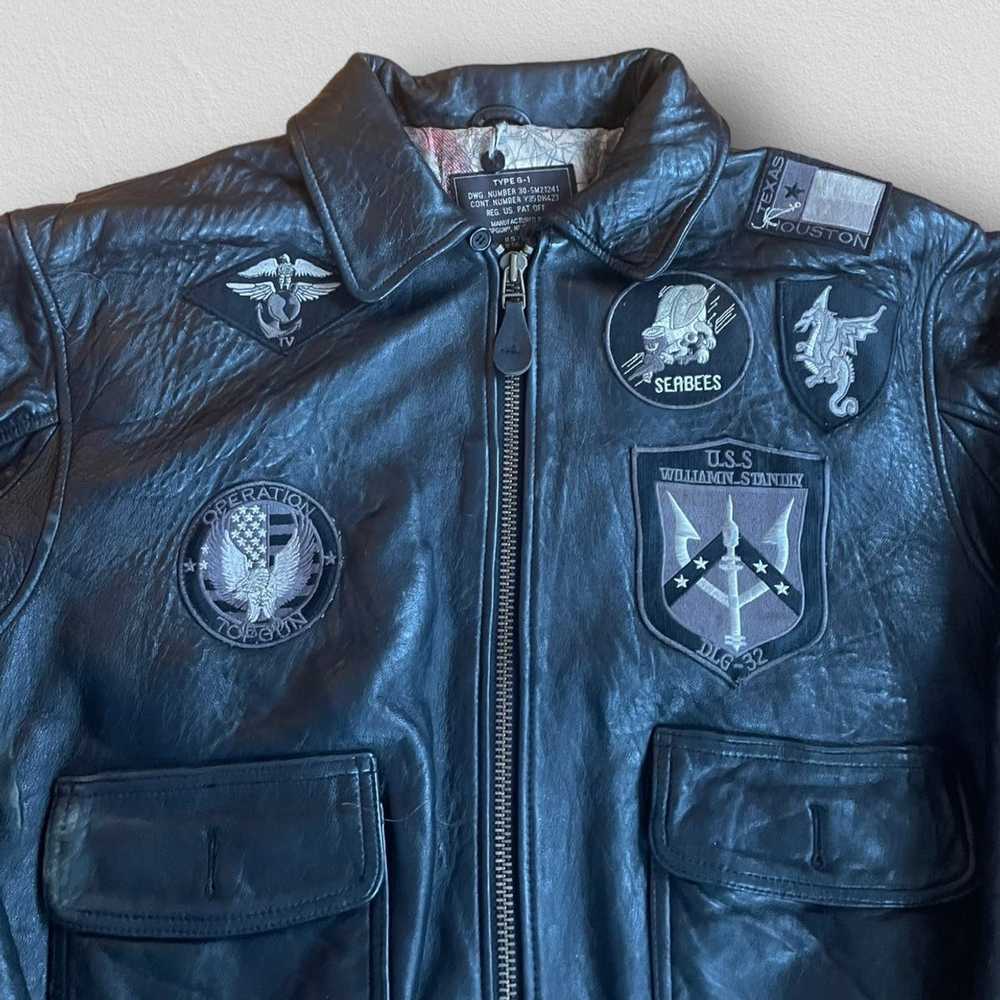 Leather Jacket × Vintage Vintage Top Gun Leather … - image 2