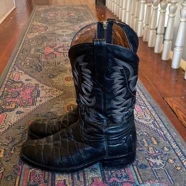 Snakeskin Cowboy Boots Size 8 Dark Red El Canelo