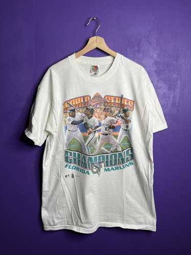 Vintage 1997 World Series Pro Player T-Shirt Cleveland Indians Florida  Marlins
