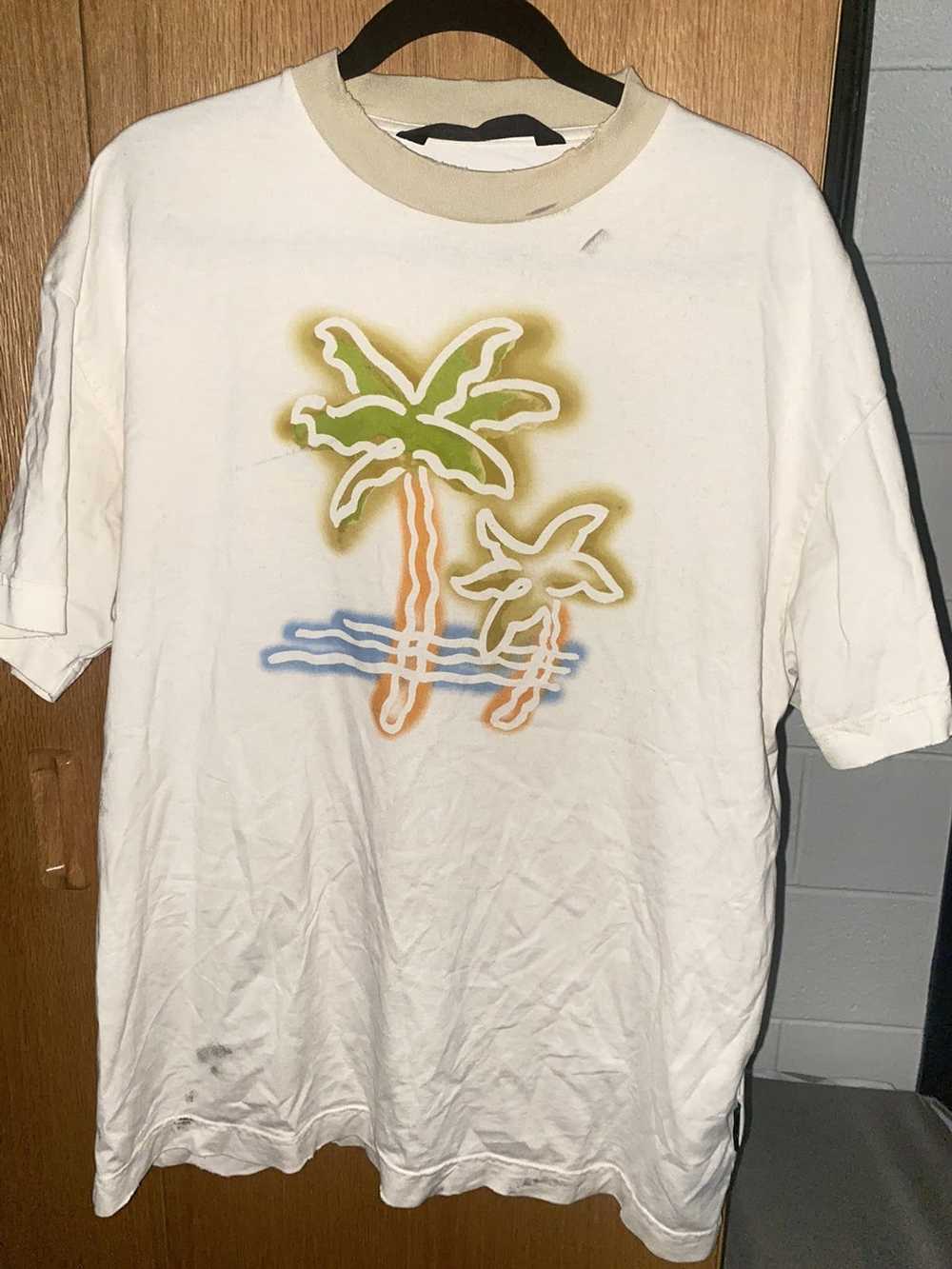 Palm Angels Racing Star Logo-Print Jersey T-shirt In White Cotton  ref.1017577 - Joli Closet