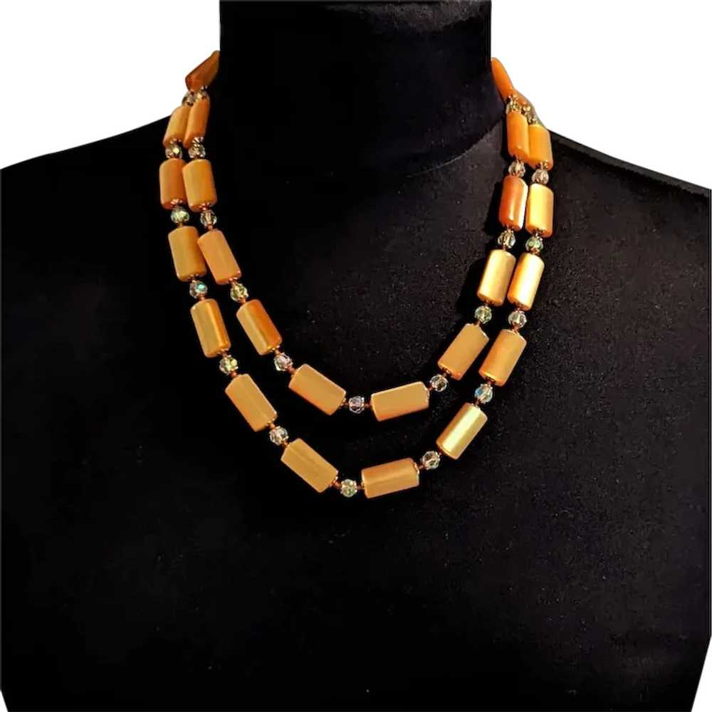 Cantaloupe Orangy Lucite Necklace - image 1