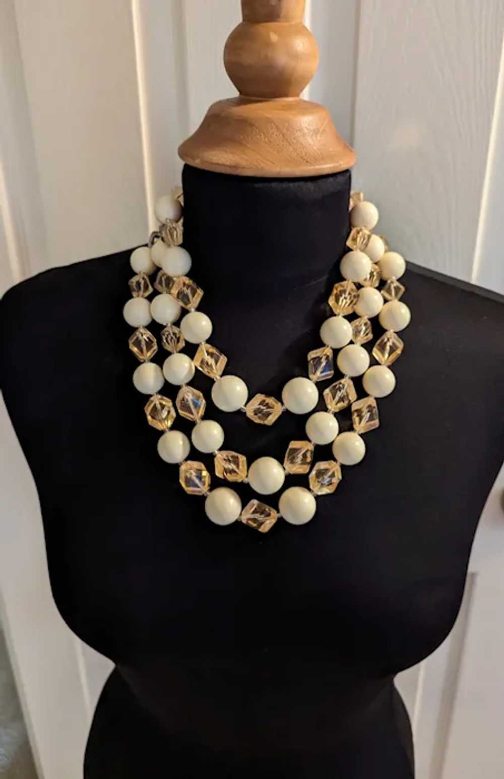 Extra Large Lucite and Baubles Bib Necklace - image 2