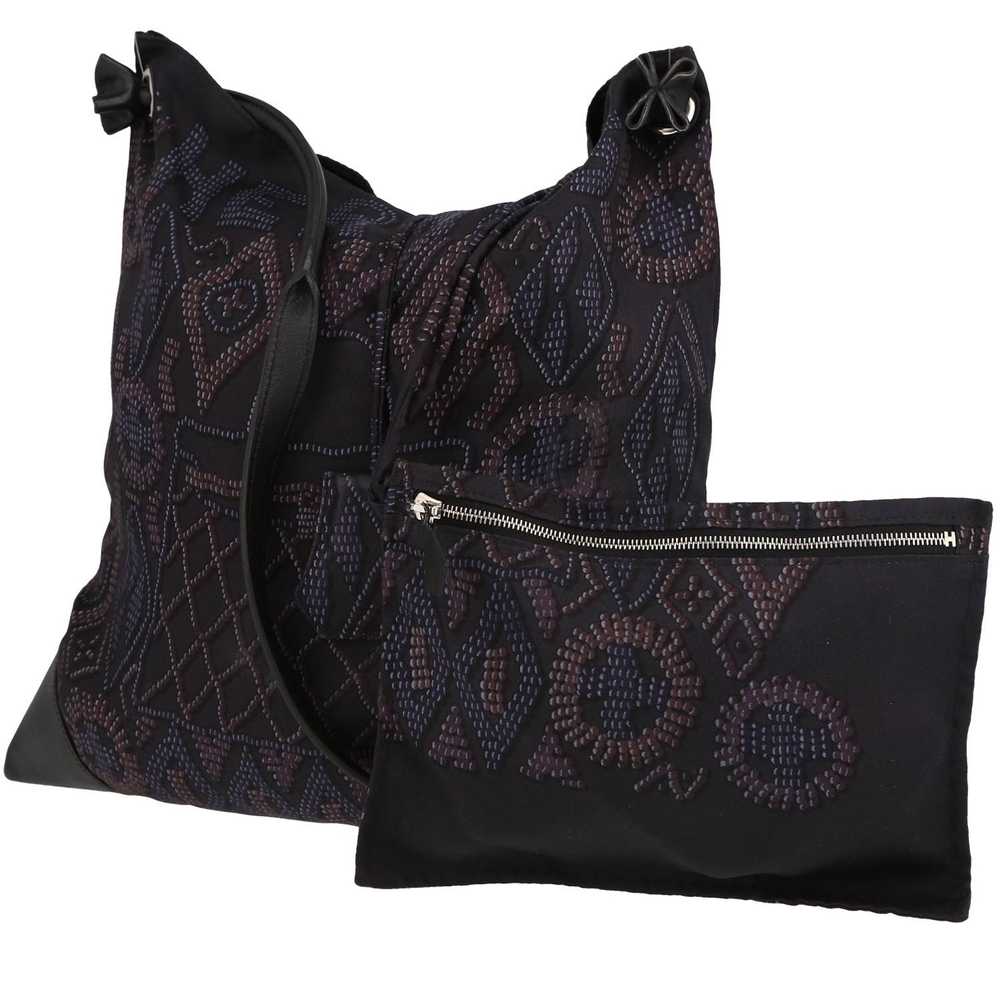 Hermès Silk City shoulder bag in black silk and b… - image 1