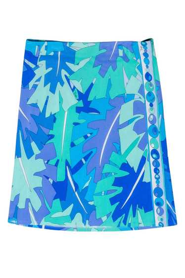 Emilio Pucci - Blue & Green Abstract Leaf Print Sk