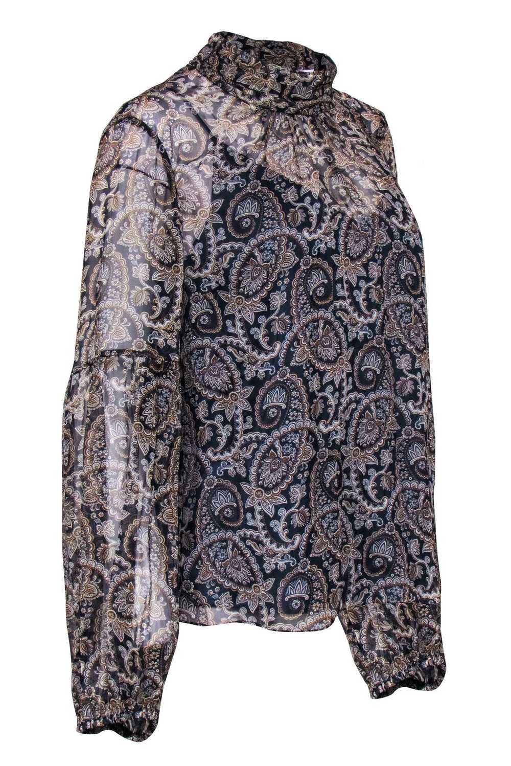 Veronica Beard - Navy & Brown Paisley Print Top S… - image 2