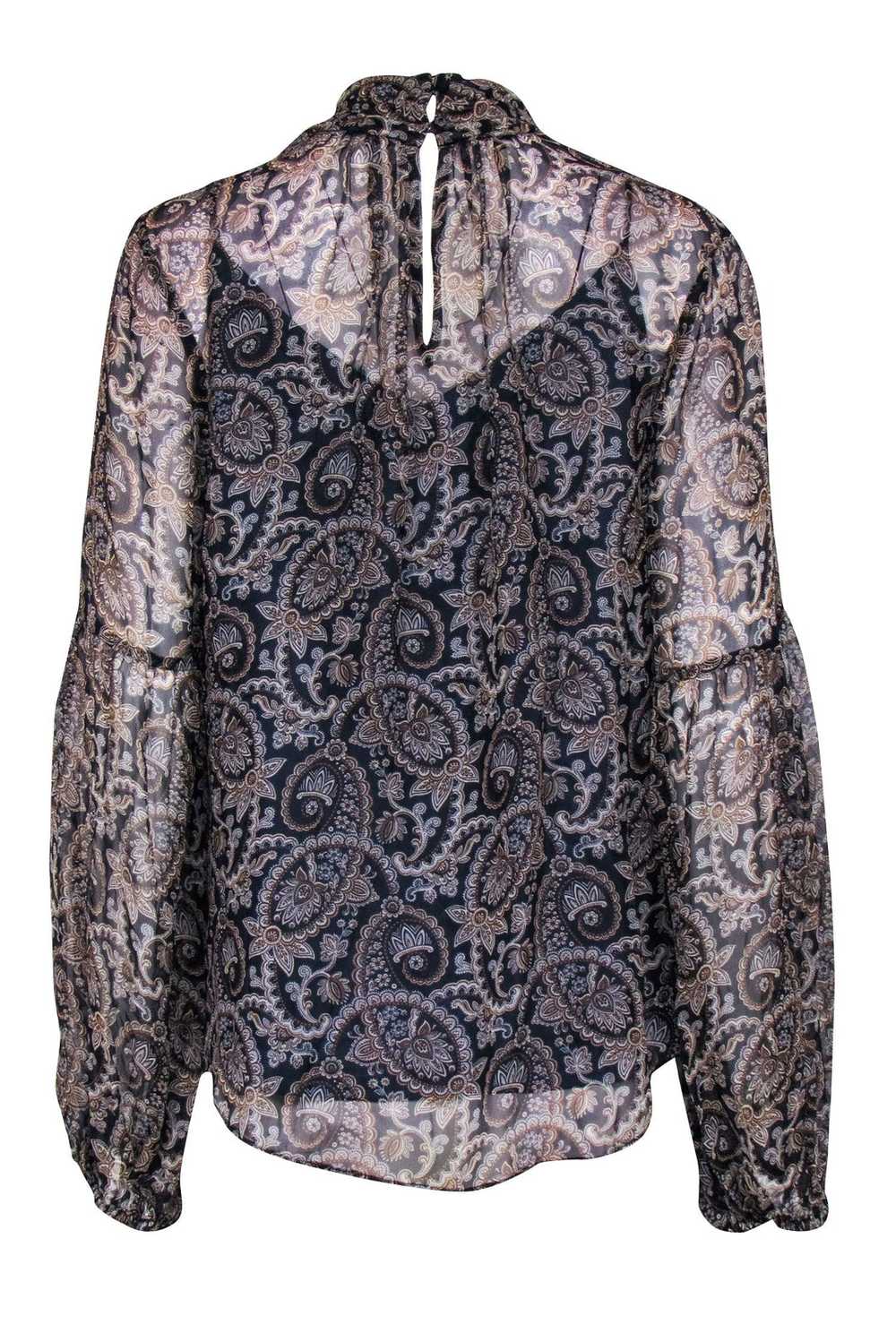 Veronica Beard - Navy & Brown Paisley Print Top S… - image 3