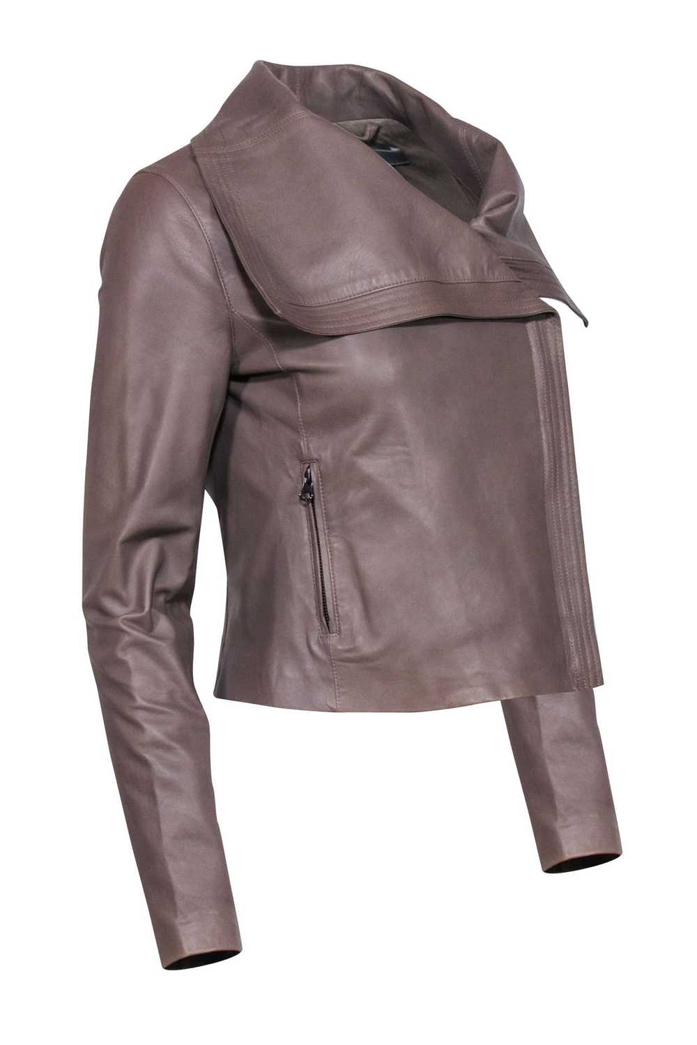 Vince - Taupe Moto Leather Jacket Sz S - image 2