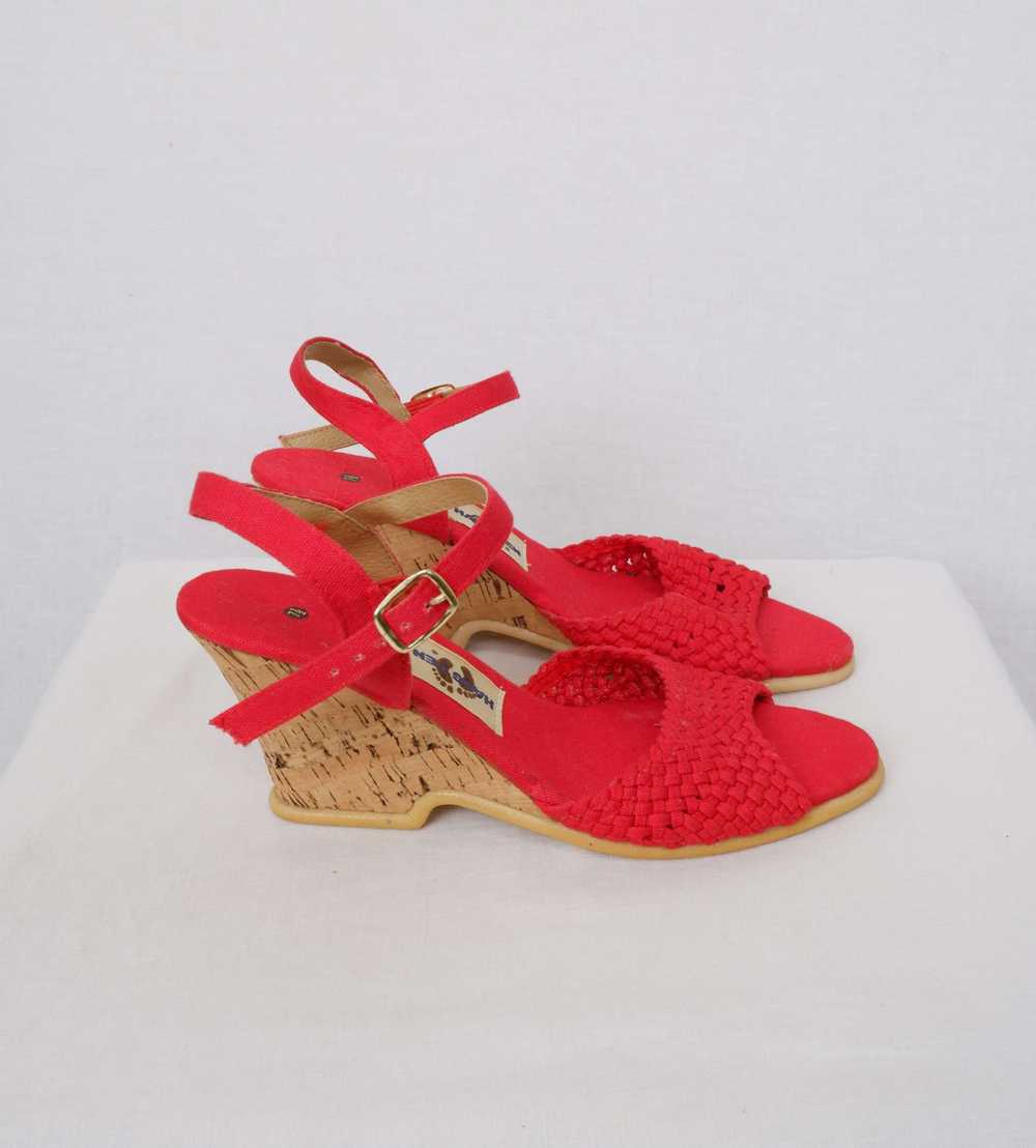 Vintage Red Platform Wedge Sandals by Hang Ten - … - image 2