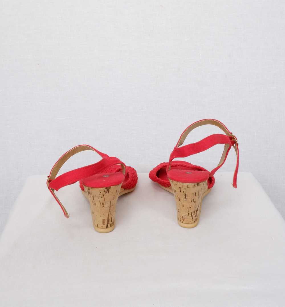 Vintage Red Platform Wedge Sandals by Hang Ten - … - image 3