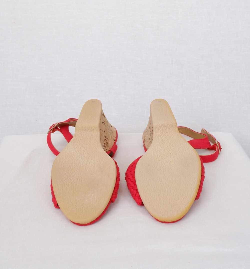 Vintage Red Platform Wedge Sandals by Hang Ten - … - image 4