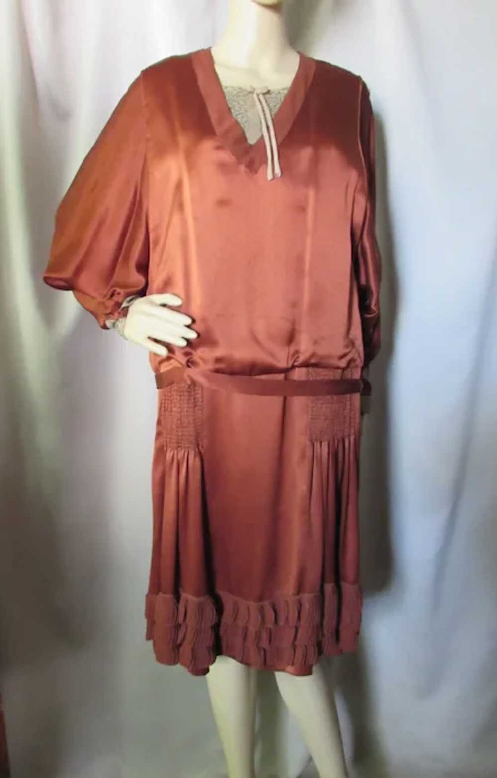SALE Amazing & Authentic 1930 Era Copper Silk Dro… - image 2