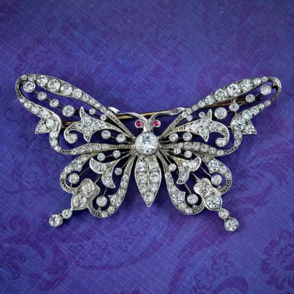 Antique Georgian Paste Butterfly Brooch Silver - image 2