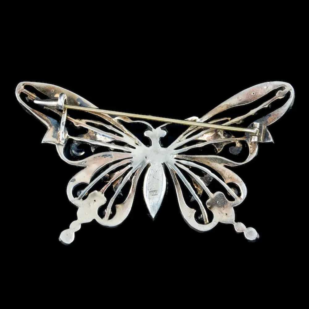 Antique Georgian Paste Butterfly Brooch Silver - image 4