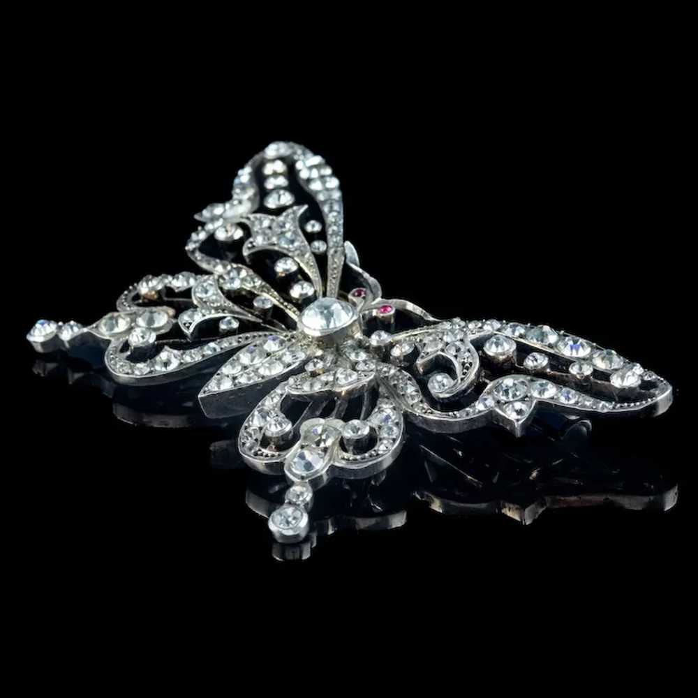 Antique Georgian Paste Butterfly Brooch Silver - image 5