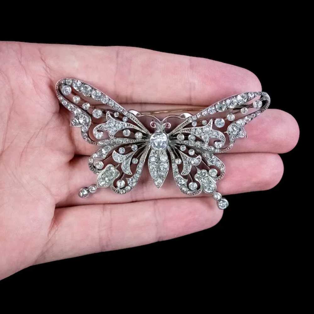 Antique Georgian Paste Butterfly Brooch Silver - image 6