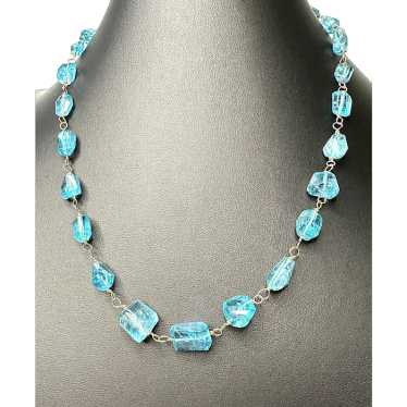 Necklace of 14k and 18k Gold and Neon Blue Large A