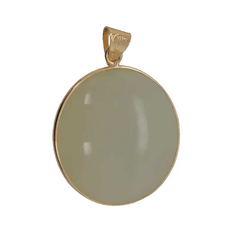 Chinese 14K Gold White Jade Pendant With Grape Mo… - image 2