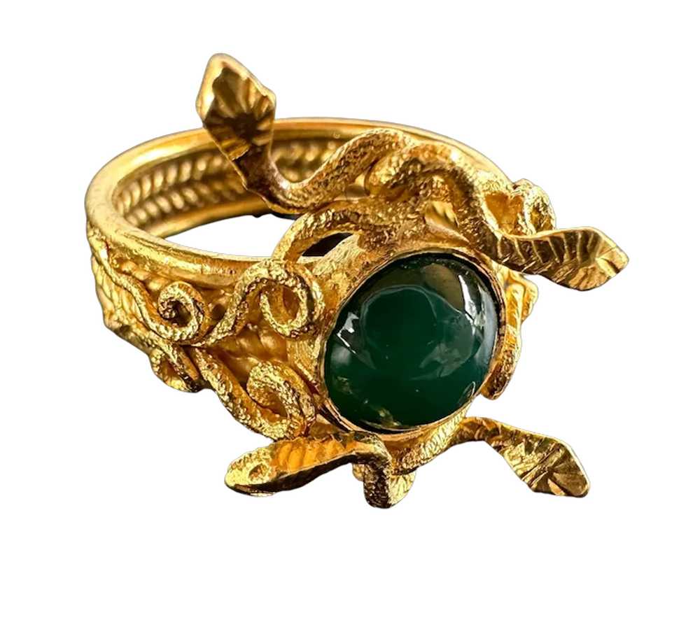 18K YG Snake Ring with Jade - image 2