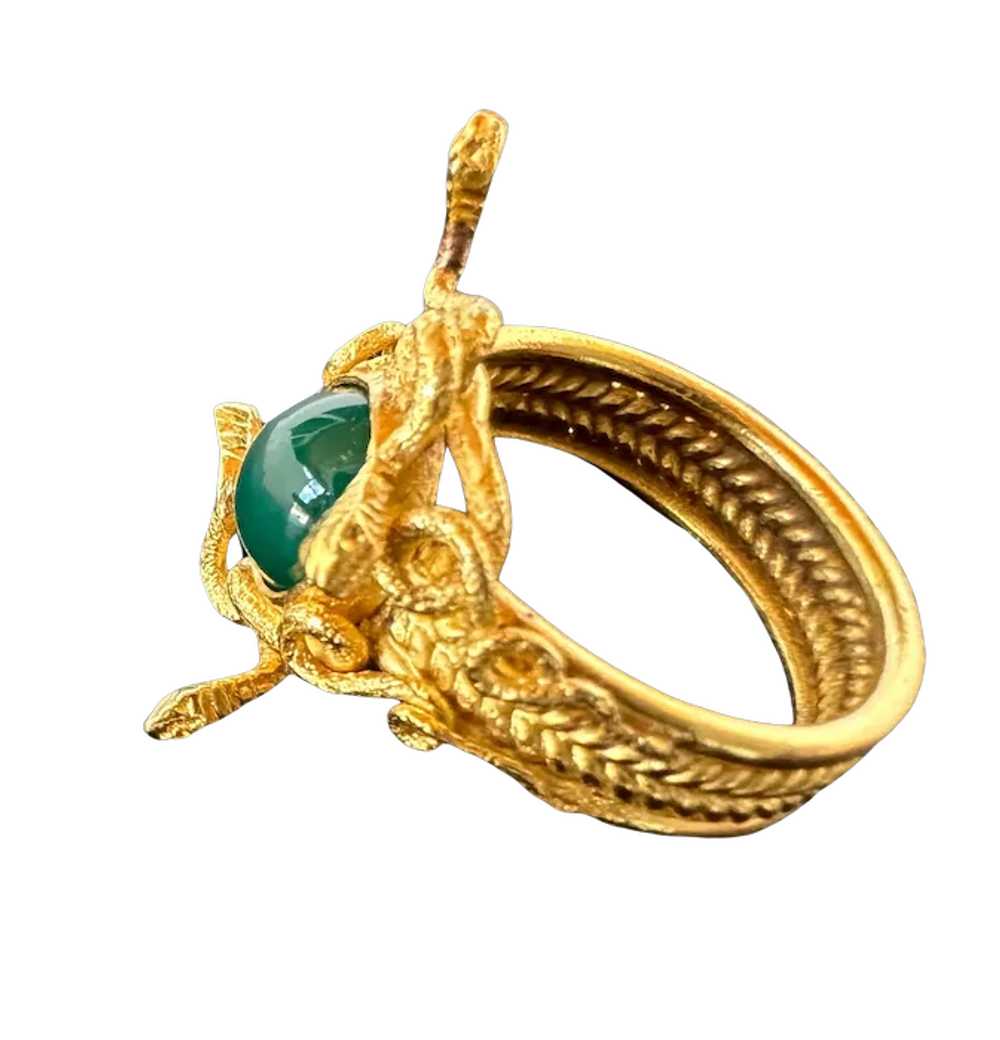 18K YG Snake Ring with Jade - image 5