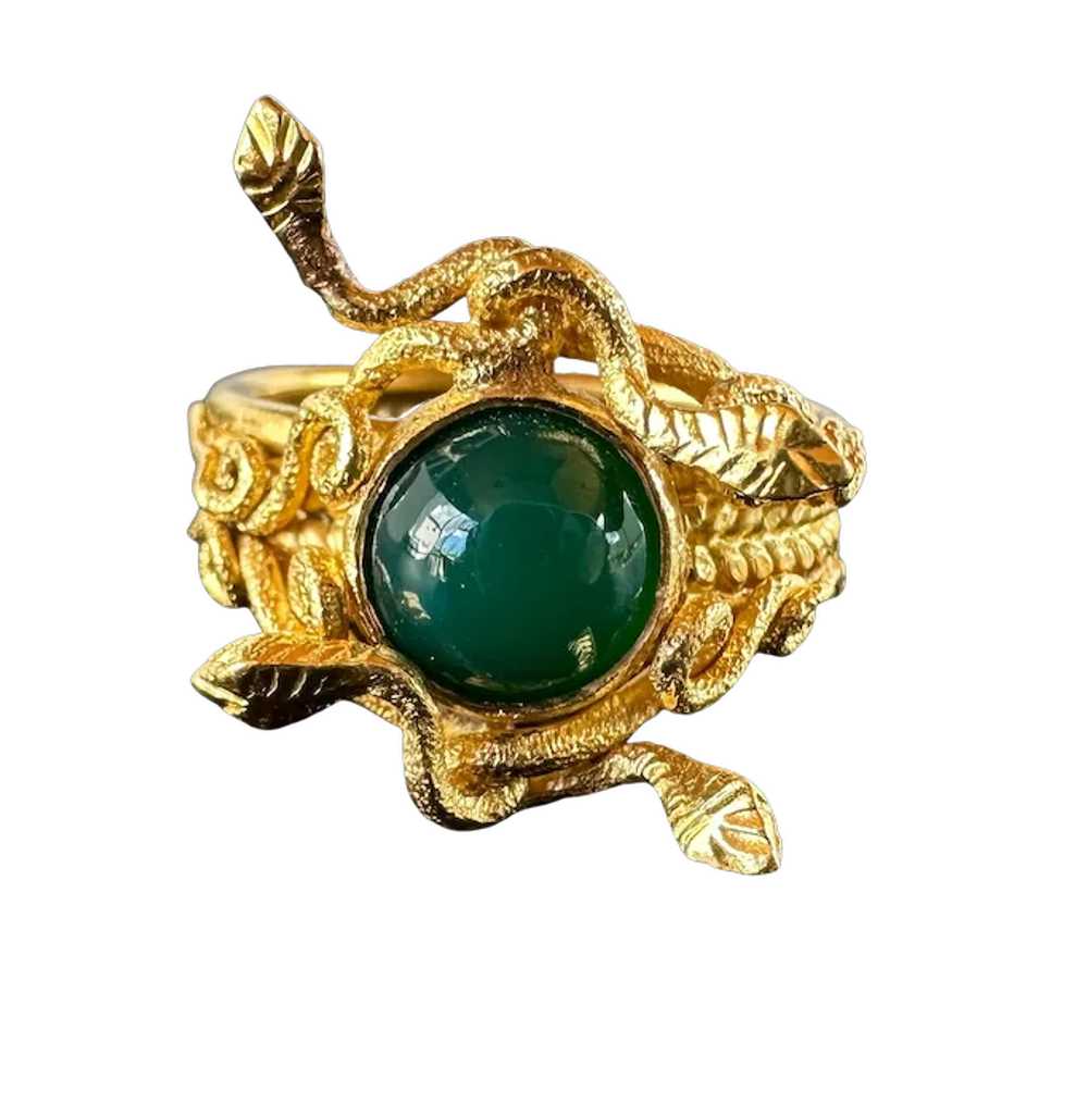 18K YG Snake Ring with Jade - image 6