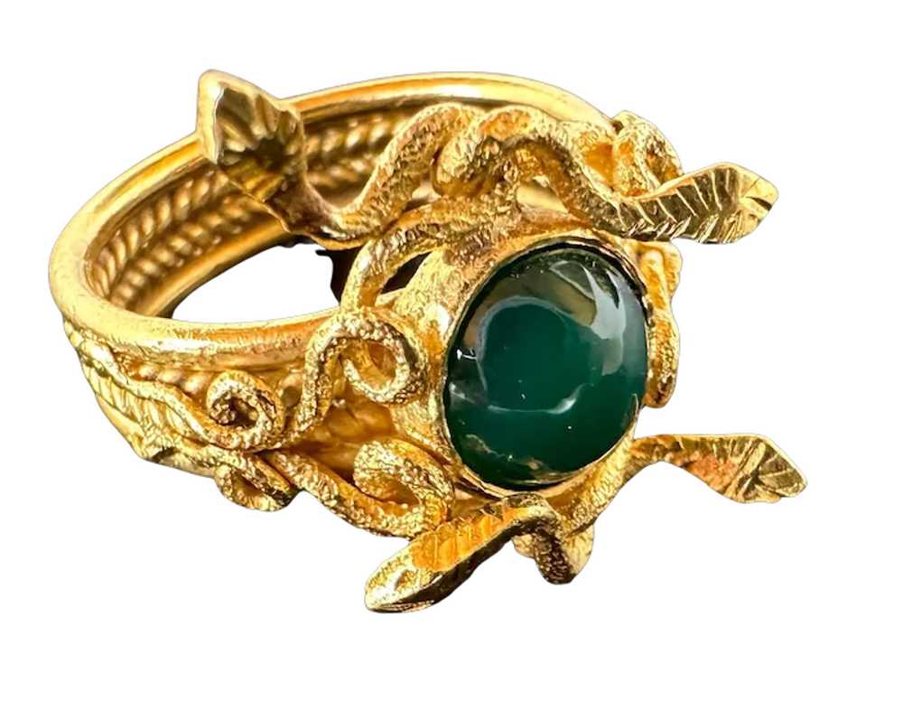 18K YG Snake Ring with Jade - image 9