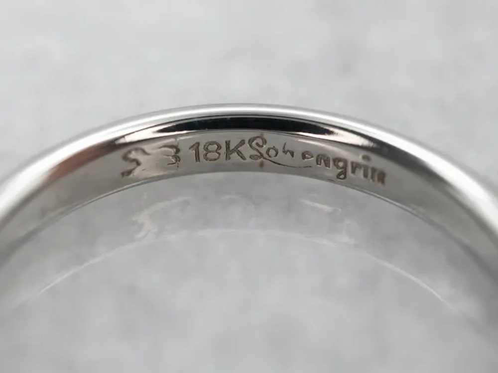 Vintage 18-Karat White Gold Floral Pattern Band - image 3