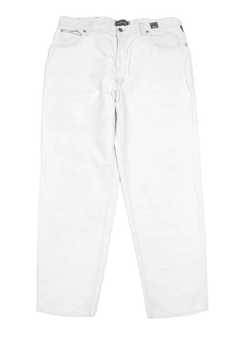 Versace 90S Medusa Buttons Cotton Linen Jeans Vin… - image 1
